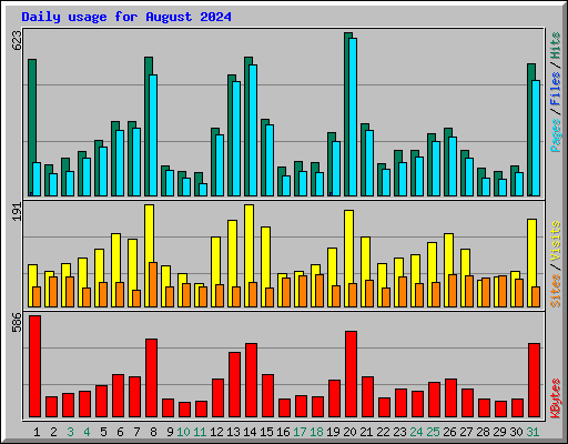Daily usage for August 2024