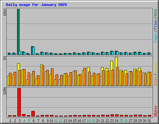 Daily usage for January 2025