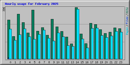 Hourly usage for February 2025